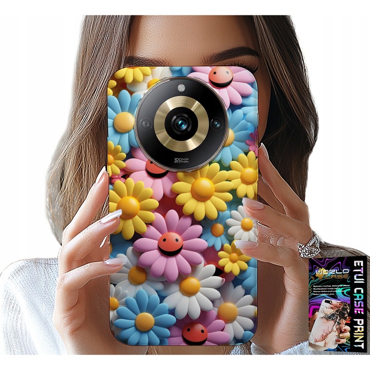 World Case telefontok, színes virágok, szilikon, Realme 11 Pro-hoz