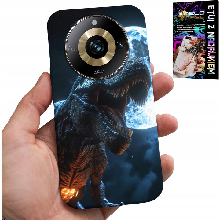 Telefontok, World Case, Dino DINOZAUR, szilikon, többszínű, Realme 11 Pro készülékhez