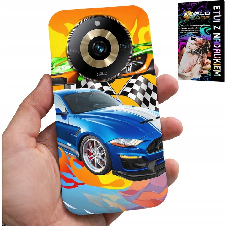 World Case telefontok, versenyautó design, szilikon, Realme 11 Pro-hoz, sokszínű