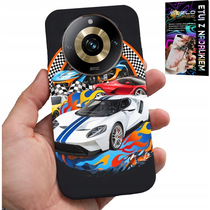 Tok Realme 11 Pro telefonhoz, World Case, sportautó mintás, szilikon, 0,2cm