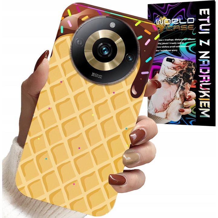 World Case telefontok, gofri csokoládéöntettel, szilikon, Realme 11 Pro