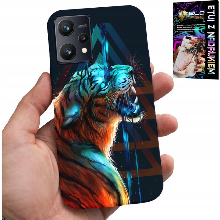 World Case telefontok Realme 9 5G-hez, tigris mintás, szilikon, többszínű