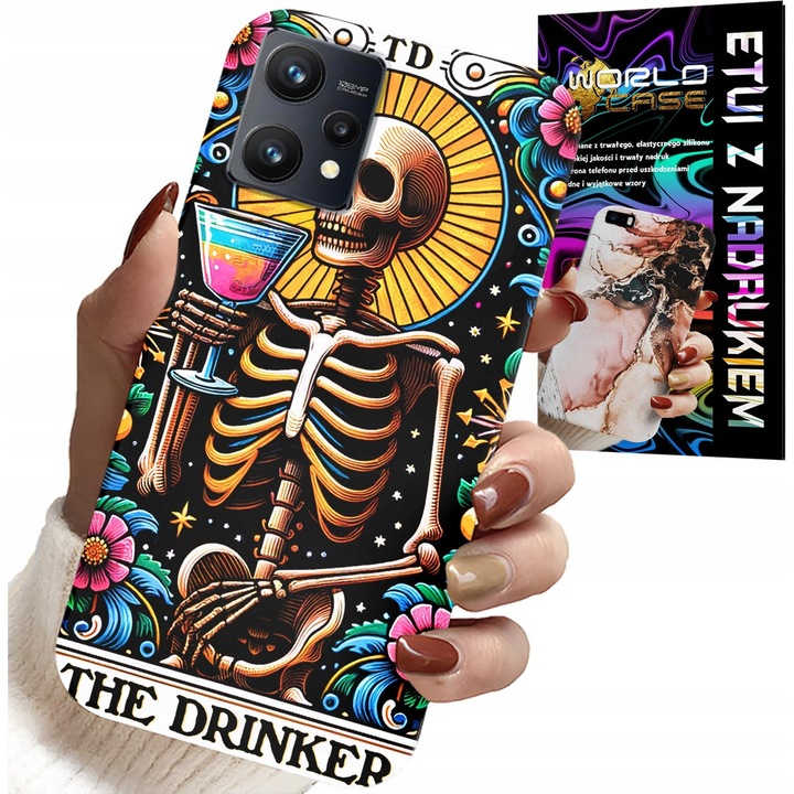 Telefontok Realme 9 5G-hez, World Case, színes nyomtatás, szilikon, The Drinker Alko Winko modell