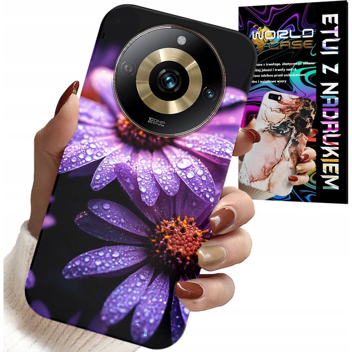 Telefontok, World Case, Realme 11 Pro, szilikon, rózsaszín, virágok