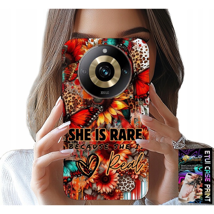 Tok Realme 11 Pro telefonhoz, World Case, virág és pillangó minta, szilikon, 0,2mm