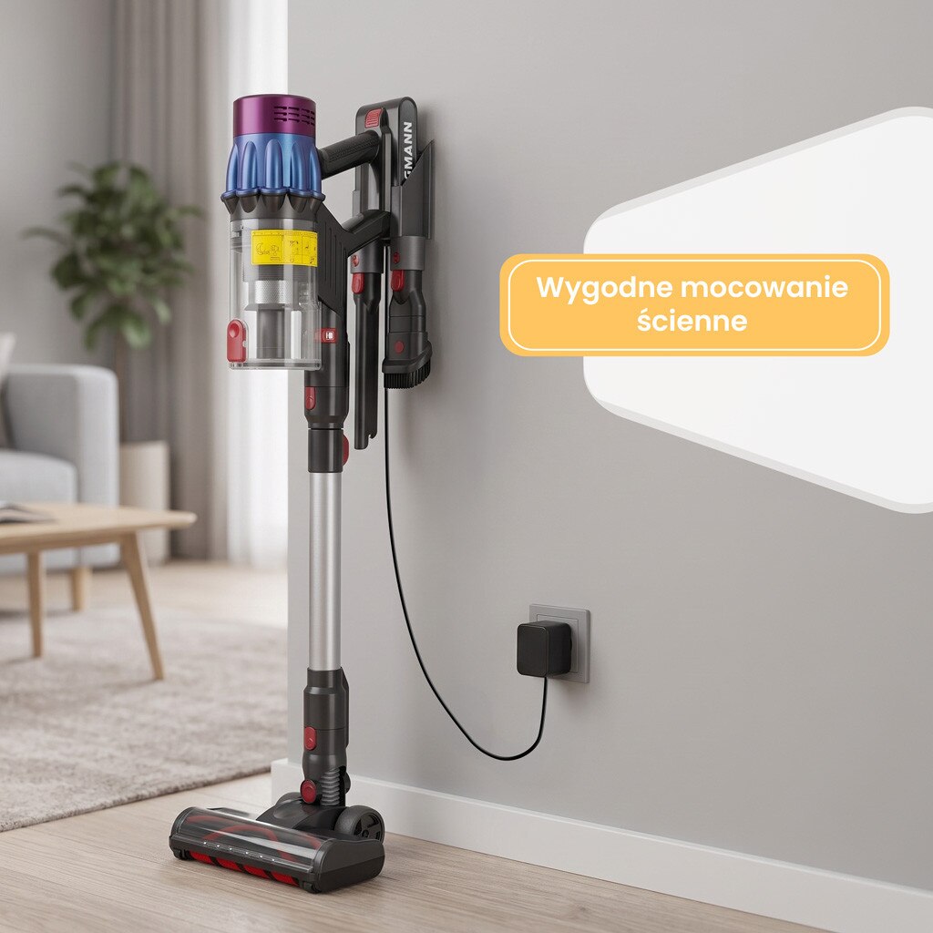 Aspirator vertical BERGMANN PUX 728, 650W, 50 min autonomie, culoare maro, capacitate colectare 1200 ml, filtru HEPA