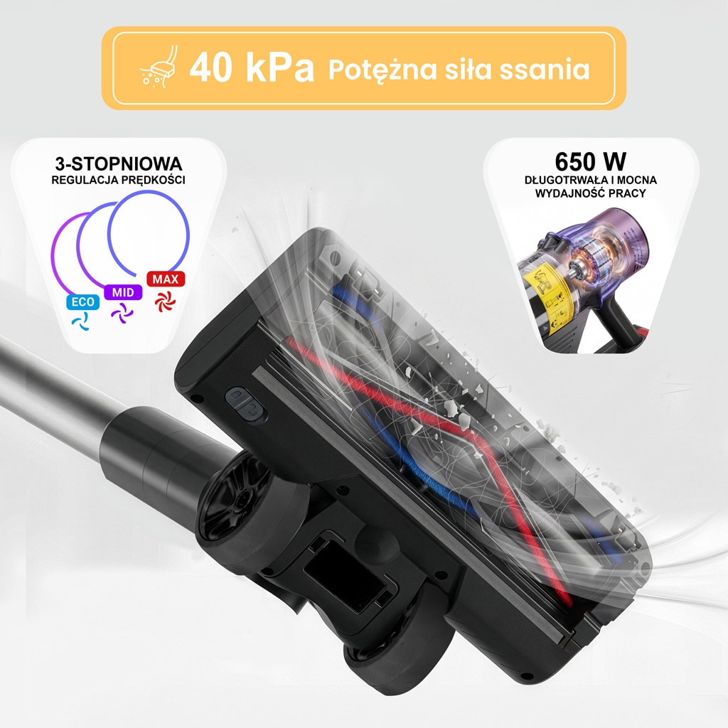 Aspirator vertical BERGMANN PUX 728, 650W, 50 min autonomie, culoare maro, capacitate colectare 1200 ml, filtru HEPA