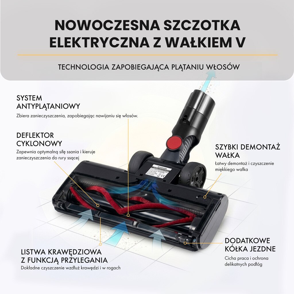 Aspirator vertical BERGMANN PUX 728, 650W, 50 min autonomie, culoare maro, capacitate colectare 1200 ml, filtru HEPA