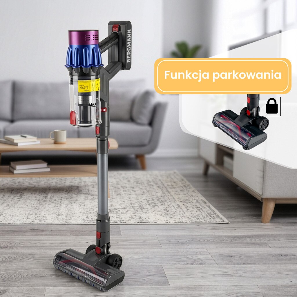 Aspirator vertical BERGMANN PUX 728, 650W, 50 min autonomie, culoare maro, capacitate colectare 1200 ml, filtru HEPA