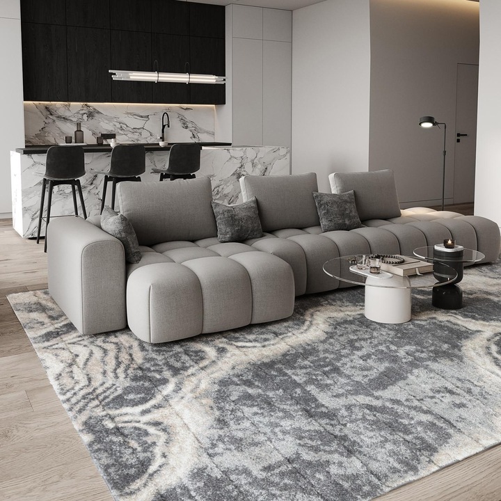 Covor, e-floor, Mono, 200 x 300 cm, Gri Antracit, Dreptunghi, Poliester, Compatibil Cu Incalzirea Prin Pardoseala, Pentru Living Si Dormitor, Durabil, Certificat Oeko-Tex, Finisaj De Calitate, Se Va Potrivi Tuturor, Design Marmur