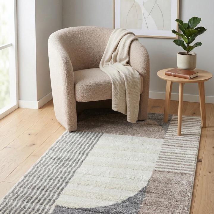 Covor, e-floor, Mono, 80 x 150 cm, Multicolor, Design Abstract, Forma Dreptunghi, Fir lung, Compatibil incalzire in pardoseala, Pentru Camera De Zi, Dormitor