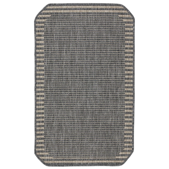 Covor Traversa, e-floor, Roma, 68 x 114 cm, Antracit, Design Abstract, Forma Dreptunghi, Fir scurt, Compatibil incalzire in pardoseala, Antiderapant, Pentru Hol, Bucatarie