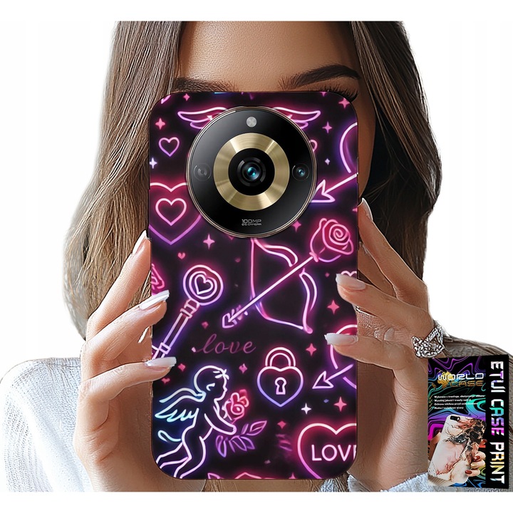 Tok Realme 11 Pro telefonhoz, World Case, farkas és ámor design, szilikon, többszínű