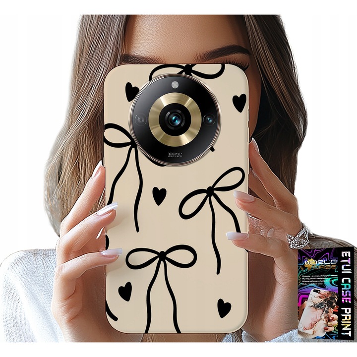 World Case telefontok, Realme 11 Pro-hoz, bézs mintás, szilikon