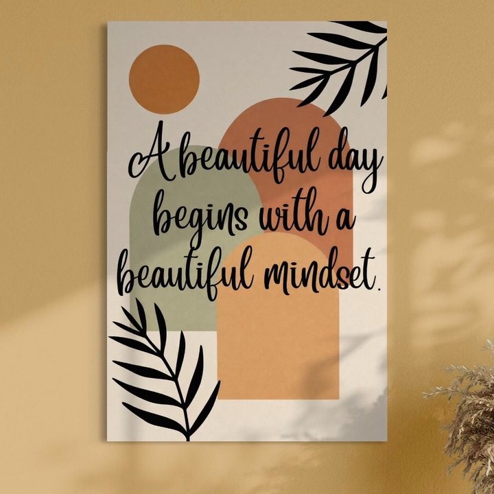 Tablou Canvas Premium, LuxCanva® Q1049, Armonia Mintii, 40 X 60 CM, Panza Bumbac 100% 400g/m2, Sasiu Lemn, Optimism, Echilibru, Zen, Energie, Mesaj, Motivational, Natural, Senin, Birou, Dormitor