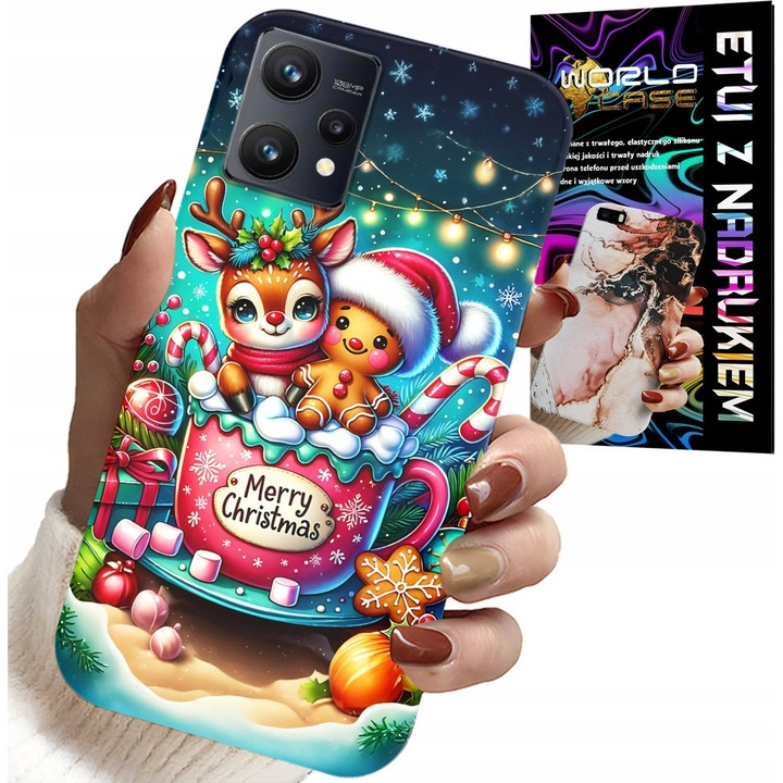 Tok Realme 9 5G, World Case, Merry Christmas design, szilikon, többszínű