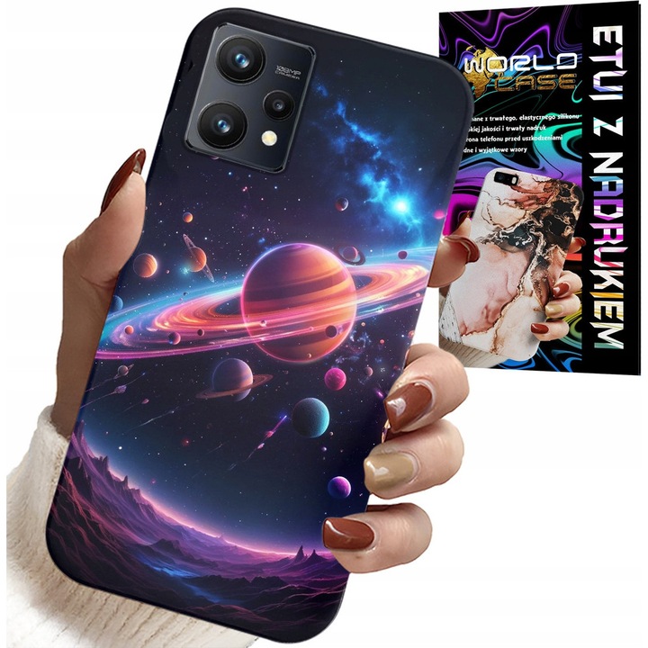 World Case tok Realme 9 Pro-hoz, galaxis design, szilikon, teljes színnyomtatás