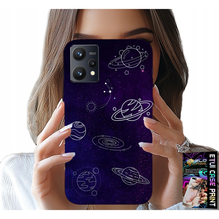 Telefontok Realme 9 Pro, World Case, gumi, galaxis nyomtatás, többszínű