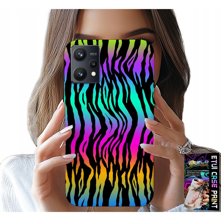 Tok Realme 9 Pro telefonhoz, World Case, absztrakt színek, szilikon