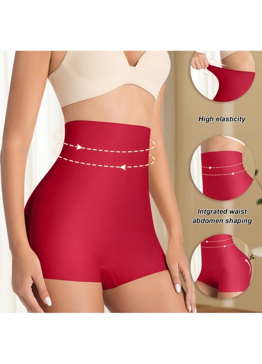 Pantaloni modelatori de siguranta pentru femei, inalti, control al burticii, fara cusaturi, Rosu