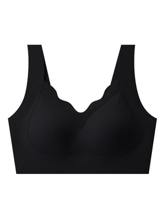 Sutien fara cusaturi, cupe fixe, respirabil, fara nude, Negru