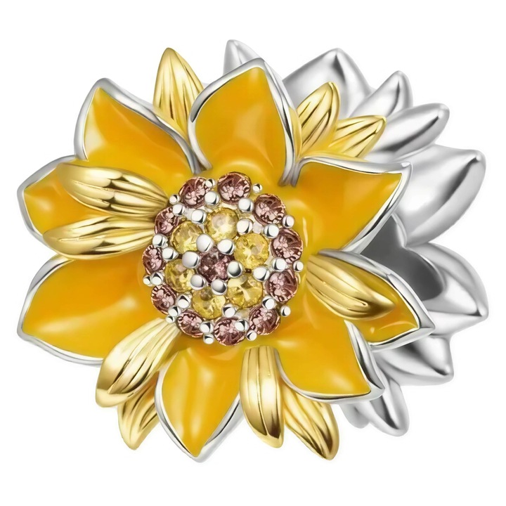 Talisman Trusky Floare Soarelui, 12,5x12,5mm, hipoalergenica