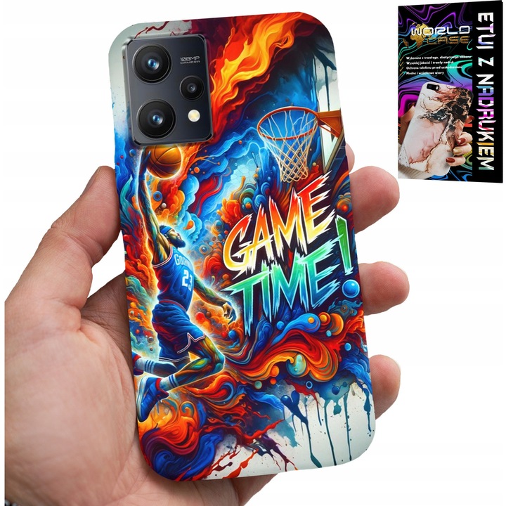 World Case telefontok, Game Time, többszínű, szilikon, Realme 9 Pro-hoz, üveggel együtt