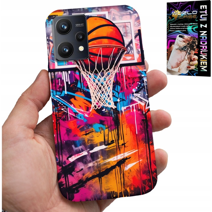World Case telefontok Realme 9 Pro-hoz, NBA graffiti grafika, szilikon, többszínű