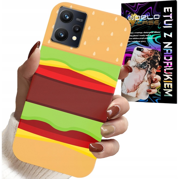 Telefontok, World Case, Burger Cheeseburger modell, szilikon, karcolás elleni védelem, Realme 9 Pro-hoz