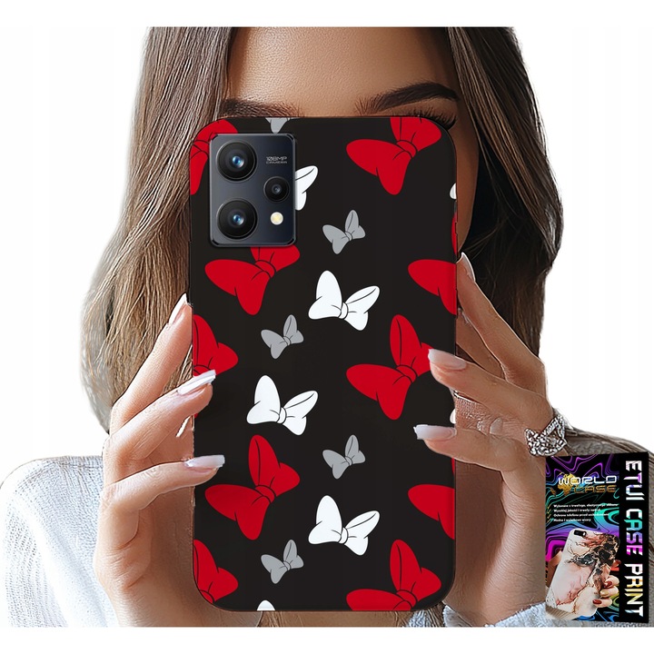 Telefontok, World Case, KOKARDKI design, piros és fehér, szilikon, Realme 9 Pro-hoz