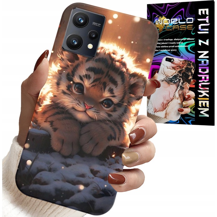 Telefontok Realme 9 5G, World Case, szilikon, tigris mintás, többszínű