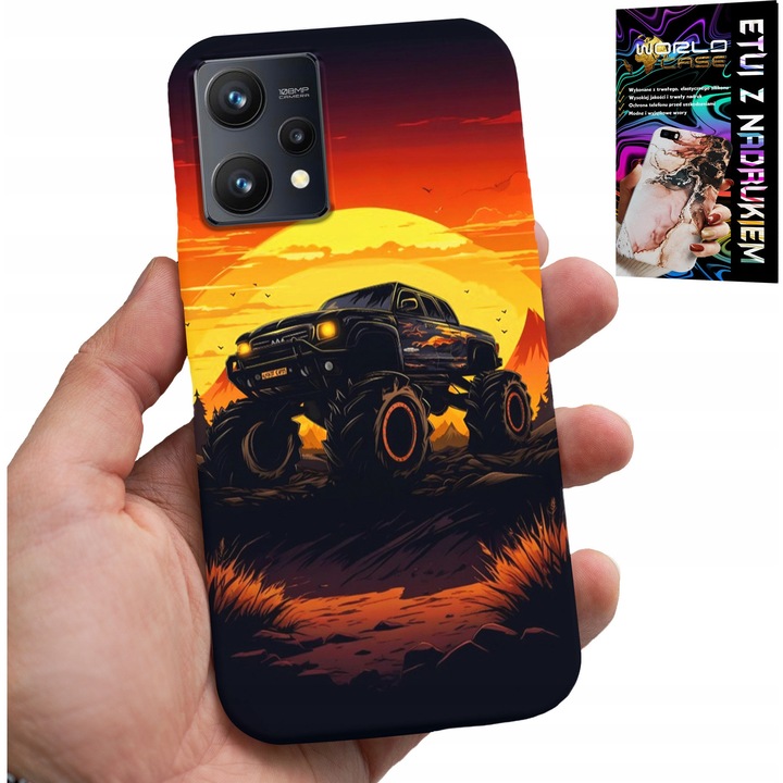 Tok Realme 9 5G telefonhoz, World Case, szilikon, Monstertruck mintás, kompatibilis méretek