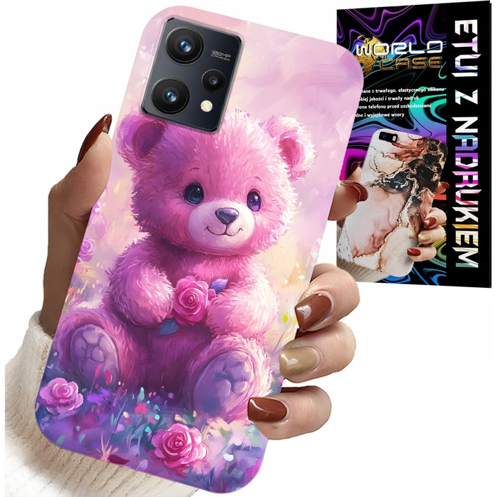 Tok Realme 9 5G-hez, World Case, színes nyomtatás, szilikon, rózsaszín