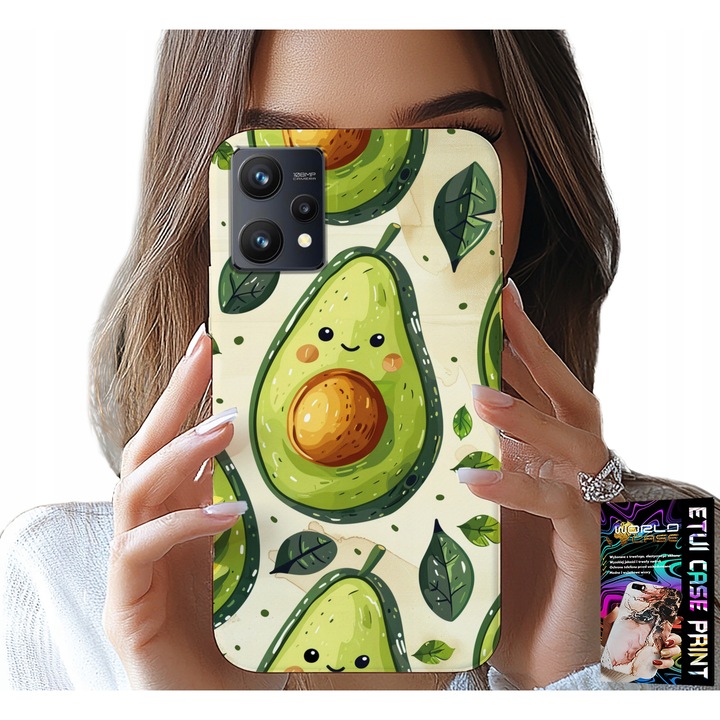 World Case telefontok Realme 9 Pro-hoz, avokádó mintás, szilikon, kompakt
