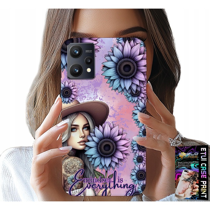 World Case mobiltelefon tok Realme 9 Pro-hoz, virágmintás, szilikon, többszínű