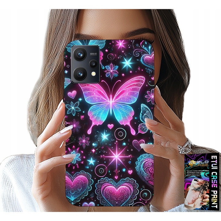 World Case telefontok Realme 9 Pro-hoz, gumi, színes nyomtatás, 0,2mm