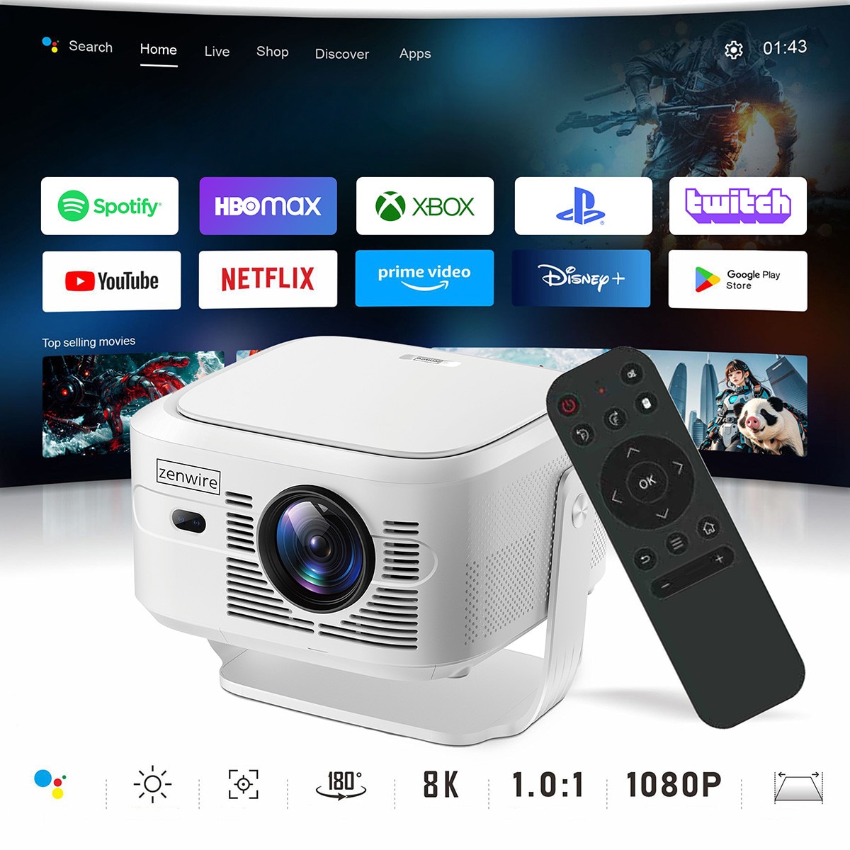 Videoproiector LCD Zenwire® PrimeView IMC460 Pro, Android 14, Full HD ...