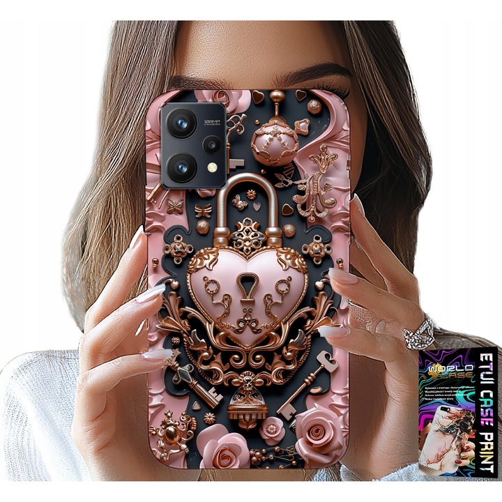 Telefontok, World Case, Realme 9 Pro, divatos design, rózsaszín, szilikon