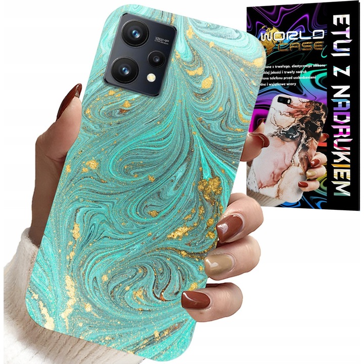 Telefontok, World Case, márvány, szilikon, kompatibilis Realme 9 5G