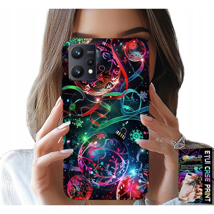 Szilikon tok Realme 9 5G-hez, World Case, karácsonyi cukorka mintával, 0,2 mm