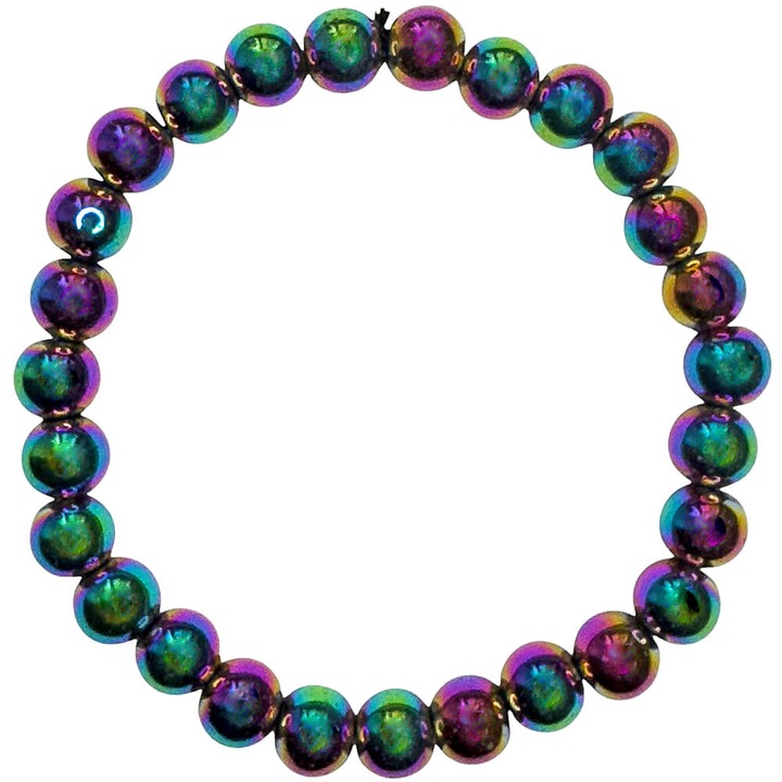Bratara Obsidian curcubeu, cristal natural electroplated multicolor