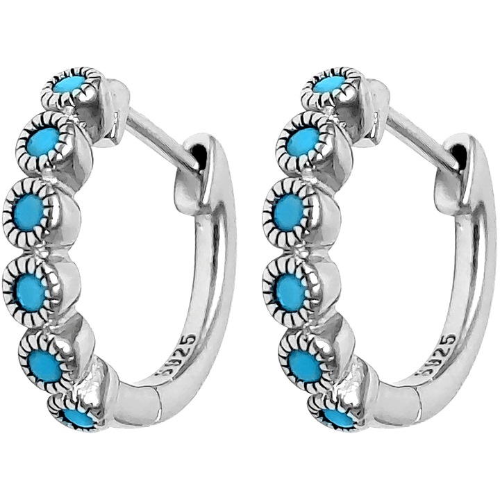 Cercei cerc argint 925 cristal natural turcoaz, verde