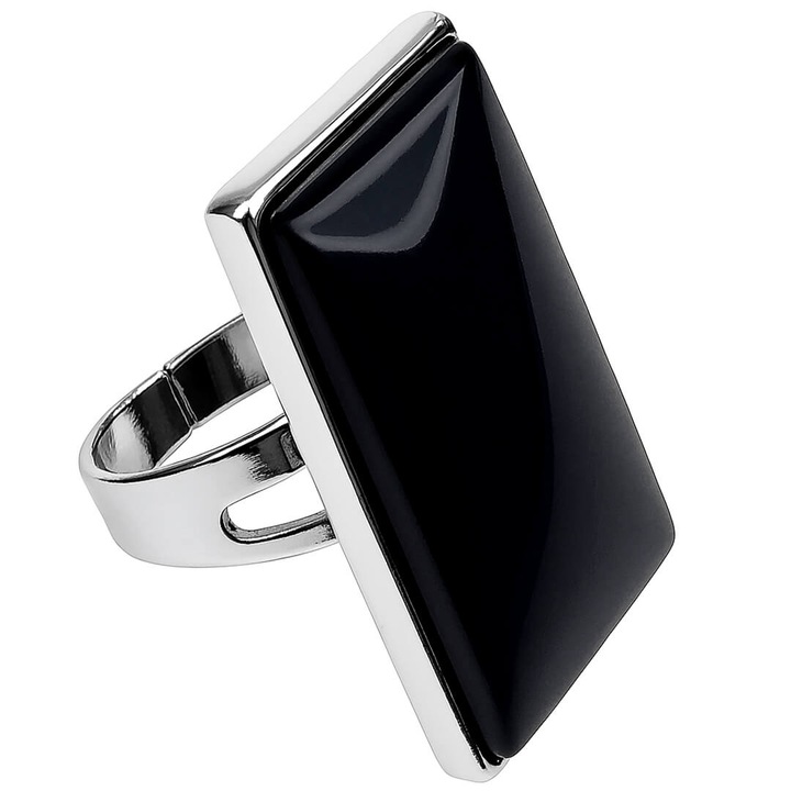 Inel Onix, piatra increderii, dreptunghiulara 3 cm, reglabil inoxidabil