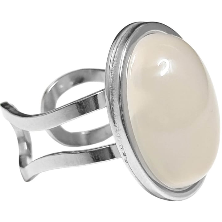 Inel Piatra Lunii, forma ovala, reglabil