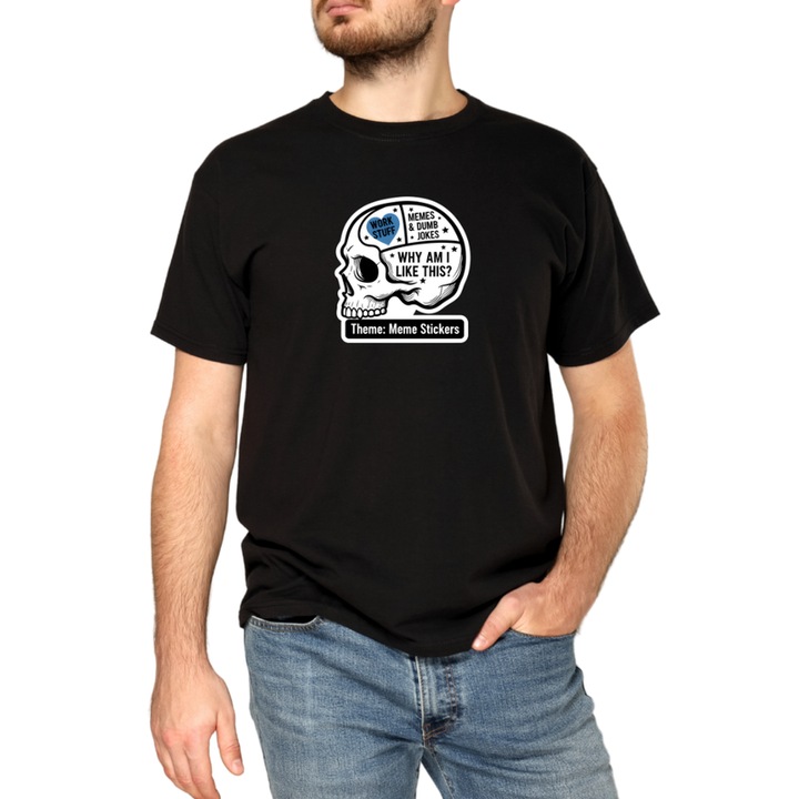 Tricou Barbati Iconic Casual, Funny Stories, 100% bumbac, negru, marimea M