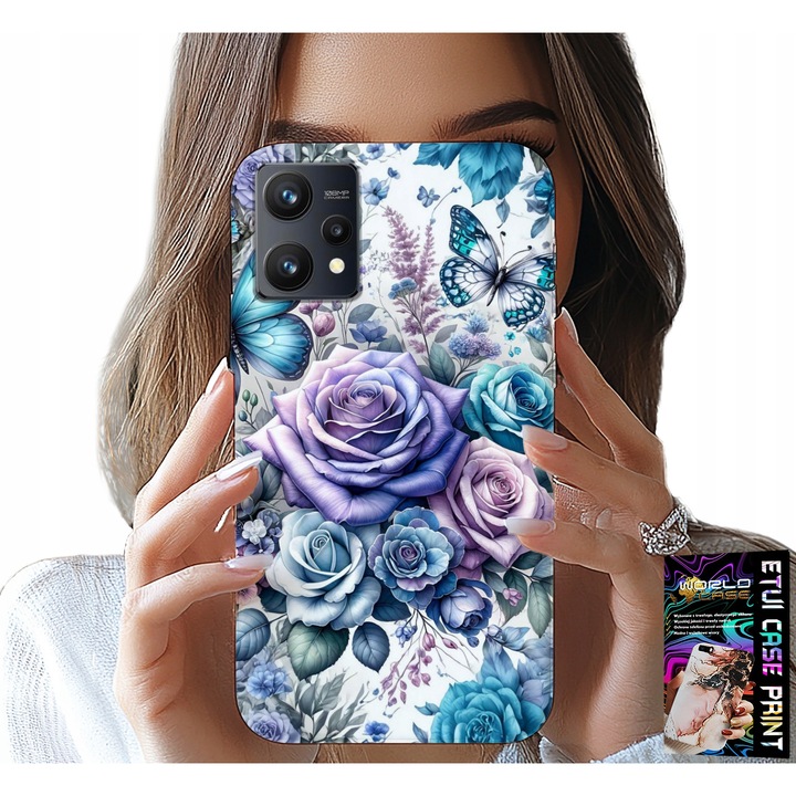 Tok Realme 9 5G telefonhoz, World Case, virágmintás, szilikon, 0,2 cm