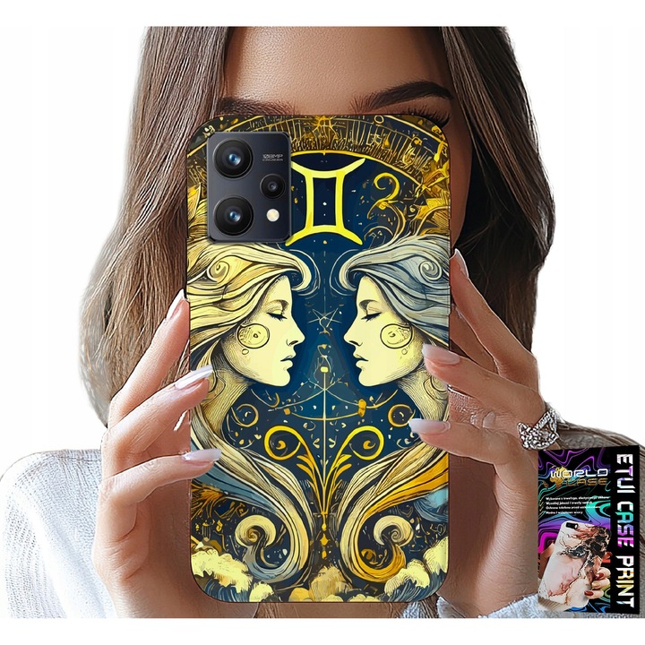 Telefontok Realme 9 5G, World Case, Ikrek csillagjegy nyomtatás, szilikon