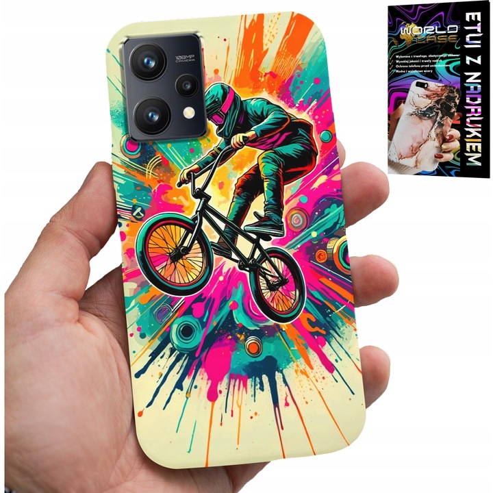 Szilikon tok, World Case, Realme 9 5G, BMX nyomtatás, többszínű