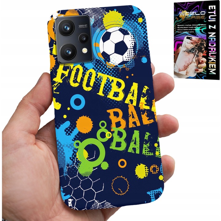 Telefontok, World Case, Realme 9 5G, gumi védelem, focis minta, többszínű