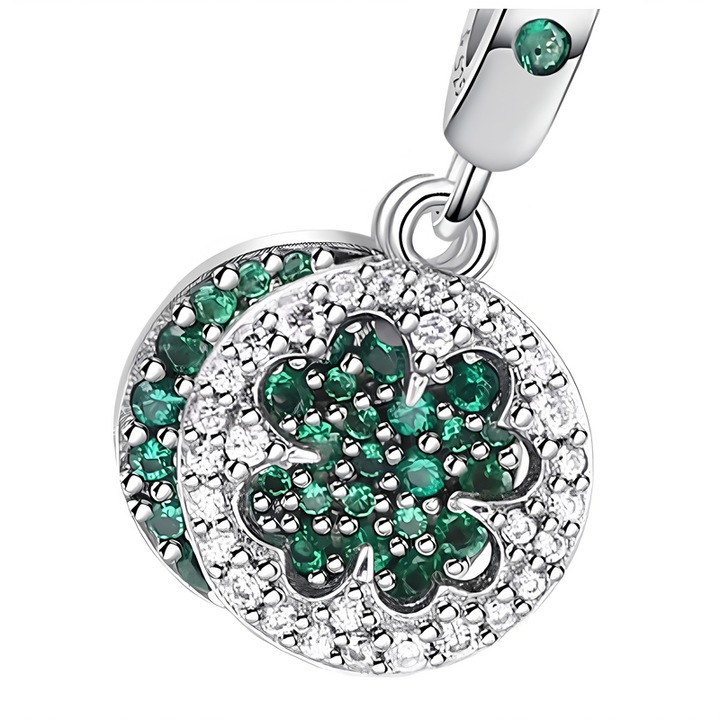 Talisman Trusky, model patru foi, verde, 24x11,5mm